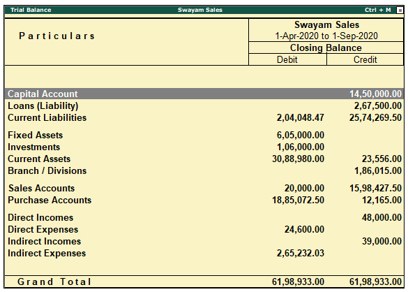 Reports on Financial Statements in TallyERP9